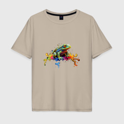 Мужская футболка хлопок Oversize Фрактальная лягушка