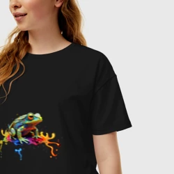 Женская футболка хлопок Oversize Фрактальная лягушка - фото 2