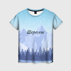 Женская футболка 3D Шерегеш горы пейзаж