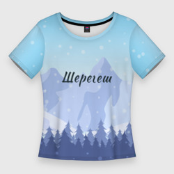Женская футболка 3D Slim Шерегеш горы пейзаж