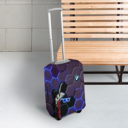 Чехол для чемодана 3D BMW неоновые соты - фото 2