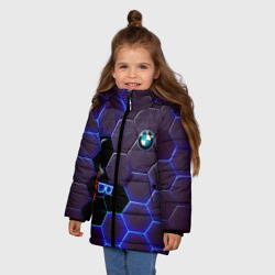 Зимняя куртка для девочек 3D BMW неоновые соты - фото 2