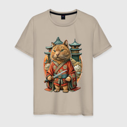 Рыжий кот японский воин якудза – Мужская футболка хлопок с принтом купить со скидкой в -20%