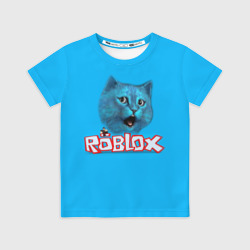 Детская футболка 3D Roblox синий кот