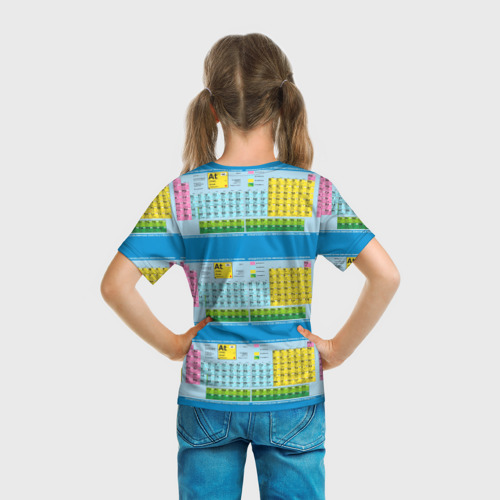 Детская футболка 3D с принтом Узор из таблицы Менделеева, вид сзади #2