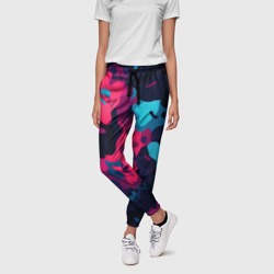 Кислотная яркая абстракция в  камуфляжном  стиле  разноцветные  оттенки – Женские брюки 3D с принтом купить