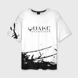 Женская футболка oversize 3D Quake чёрные краски