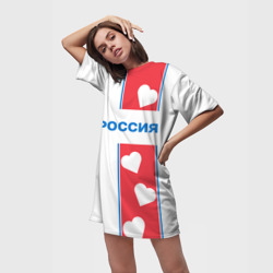 Платье-футболка 3D Россия с сердечками - фото 2