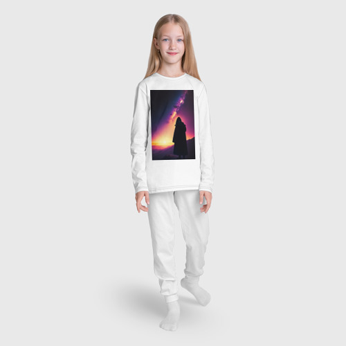 Детская пижама с лонгсливом хлопок Млечный путь и путник, цвет белый - фото 5