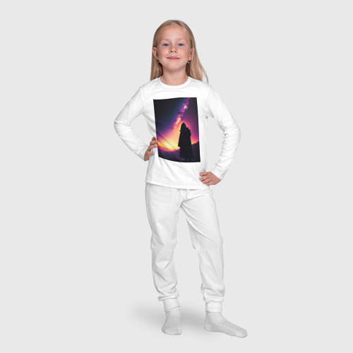 Детская пижама с лонгсливом хлопок Млечный путь и путник, цвет белый - фото 7
