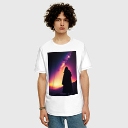 Мужская футболка хлопок Oversize Млечный путь и путник - фото 2