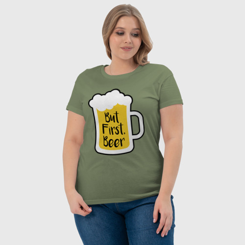 Женская футболка хлопок с принтом Но сначала пиво, фото #4