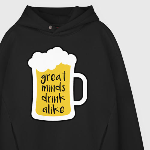 Мужское худи Oversize хлопок Drink alike, цвет черный - фото 4