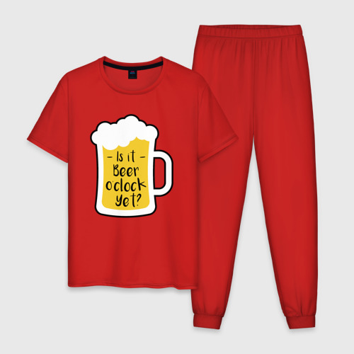 Мужская пижама хлопок с принтом Время пива, вид спереди #2