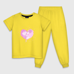 Детская пижама хлопок Сердце из розовых клякс