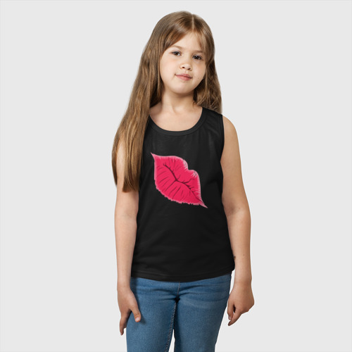 Детская майка хлопок Розовые губки, цвет черный - фото 3