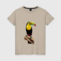 Птица тукан – Женская футболка хлопок с принтом купить со скидкой в -20%