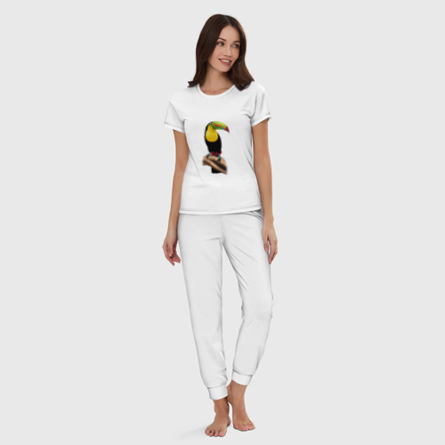 Женская пижама хлопок Птица тукан, цвет белый - фото 5