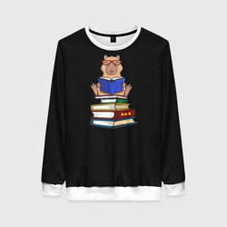 Женский свитшот 3D Капибара с книгой