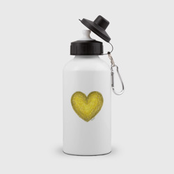 Бутылка спортивная Рисунок карандашом сердце желтого цвета