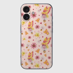 Чехол для iPhone 16 силиконовый с защитой камеры Влюблённые мотыльки 