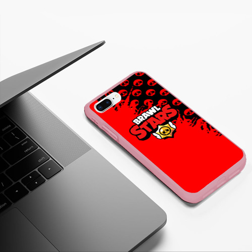 Чехол для iPhone 7Plus/8 Plus матовый Brawl stars logo game pattern, цвет баблгам - фото 5