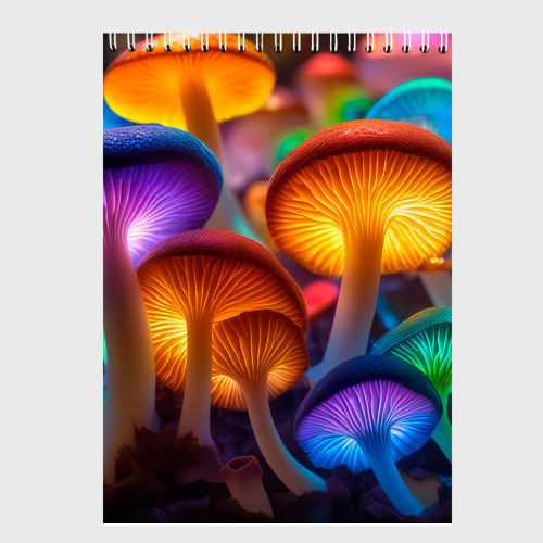Скетчбук Неоновые светящиеся грибы, цвет белый - фото 2