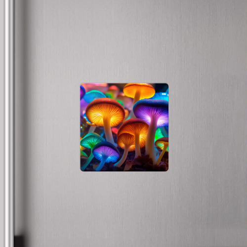 Магнит виниловый Квадрат Неоновые светящиеся грибы - фото 4