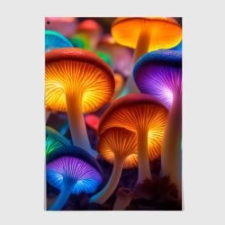 Постер Неоновые светящиеся грибы