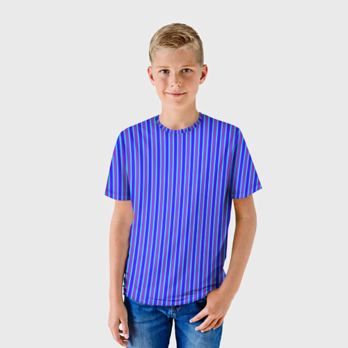 Детская футболка 3D Вертикальные неоновые линии, цвет 3D печать - фото 3