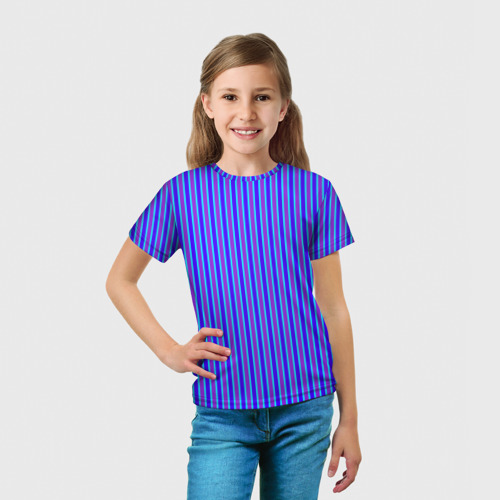 Детская футболка 3D Вертикальные неоновые линии, цвет 3D печать - фото 5