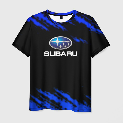 Мужская футболка с принтом Subaru текстура авто, вид спереди №1