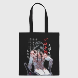 Шоппер 3D Девушка самурай и тату иероглифы