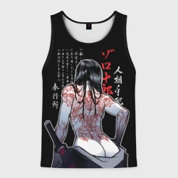 Мужская майка 3D Девушка самурай и тату иероглифы