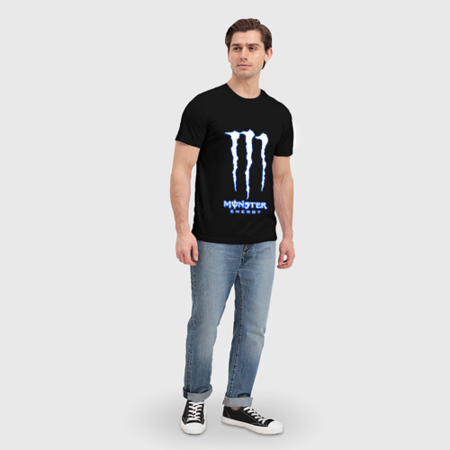 Мужская футболка 3D Monster energy голубой , цвет 3D печать - фото 5