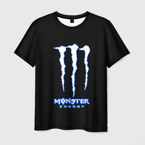 Мужская футболка 3D Monster energy голубой , цвет 3D печать