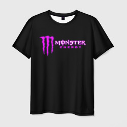 Мужская футболка 3D Monster energy фиолетовый логотип