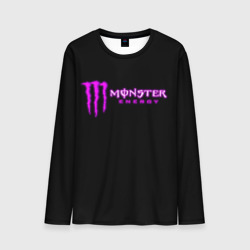 Мужской лонгслив 3D Monster energy фиолетовый логотип