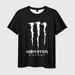 Мужская футболка 3D Monster energy белое лого