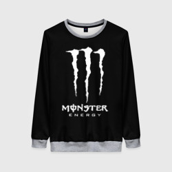 Женский свитшот 3D Monster energy белое лого