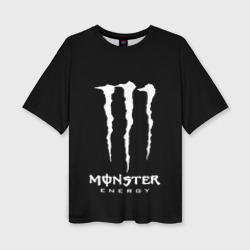 Женская футболка oversize 3D Monster energy белое лого