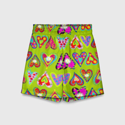 Детские спортивные шорты 3D Разноцветные сердца в мексиканском стиле