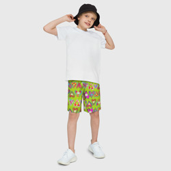 Детские спортивные шорты 3D Разноцветные сердца в мексиканском стиле - фото 2