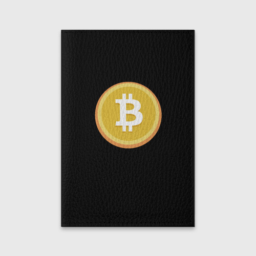 Обложка для паспорта матовая кожа Биткоин желтое лого криптовалюта, цвет черный