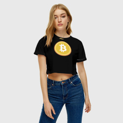 Женская футболка Crop-top 3D Биткоин желтое лого криптовалюта - фото 2