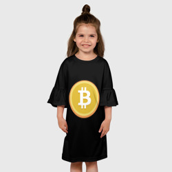 Детское платье 3D Биткоин желтое лого криптовалюта - фото 2