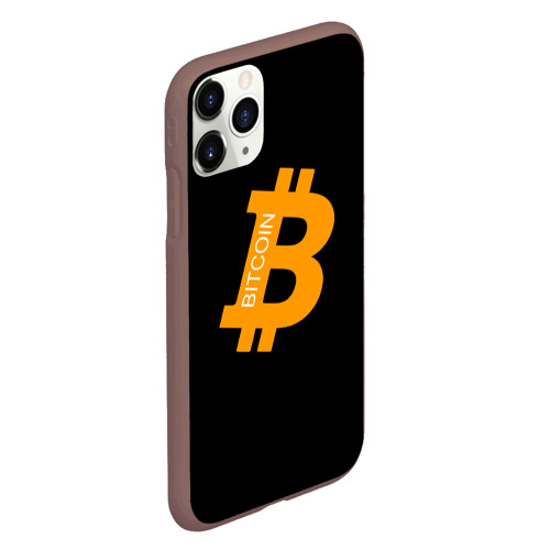 Чехол для iPhone 11 Pro матовый Биткоин криптовалюта оранжевое лого, цвет коричневый - фото 3
