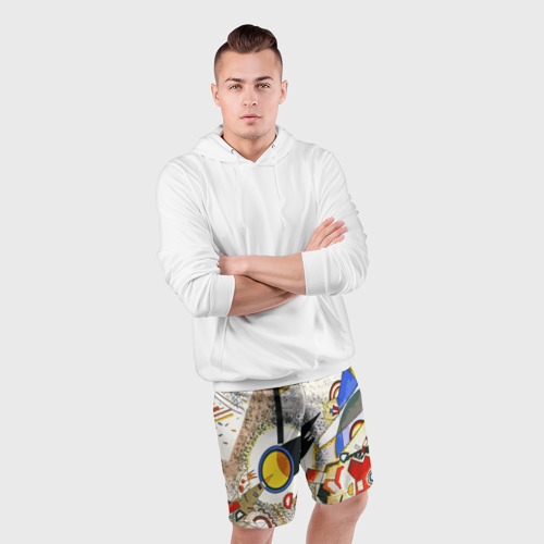 Мужские шорты спортивные с принтом Кандинский картина - шумная акварель, фото #4