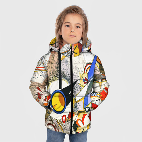 Зимняя куртка для мальчиков 3D Кандинский картина - шумная акварель, цвет красный - фото 3