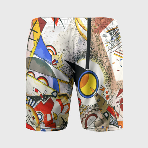 Мужские шорты спортивные с принтом Кандинский картина - шумная акварель, вид сзади #1